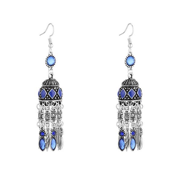 selling ear stud europe and america retro classical india lantern tassels metal alloy earrings women's ethnic-style, Silver